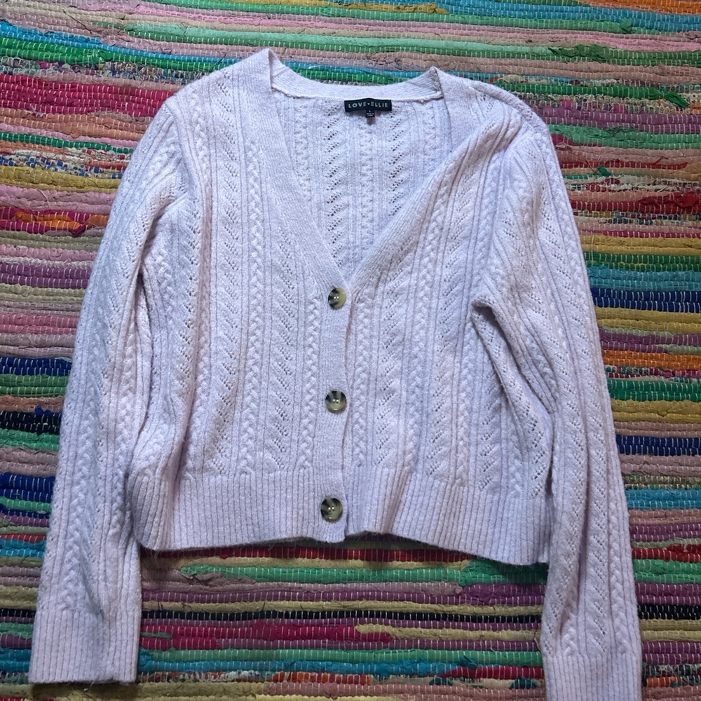 Women's  Pink Cropped Cardigan Sweater